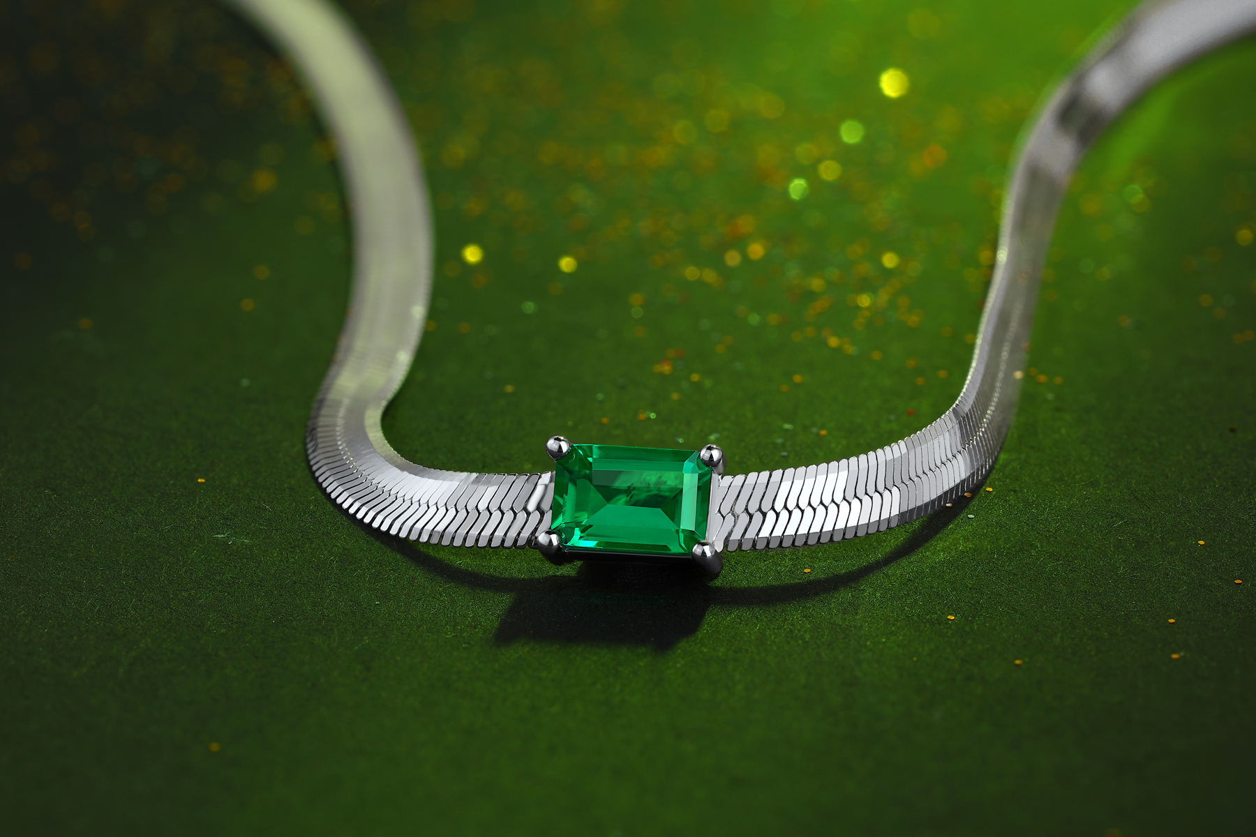 Emerald-Cut Aquamarine Silver Necklaces