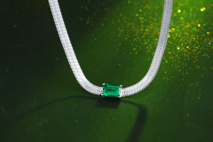 Emerald-Cut Aquamarine Silver Necklaces