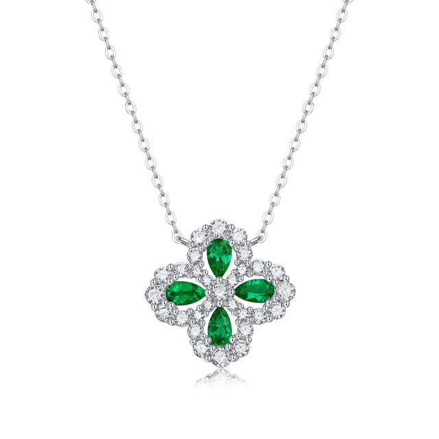 Emerald-Cut Aquamarine Silver Necklaces