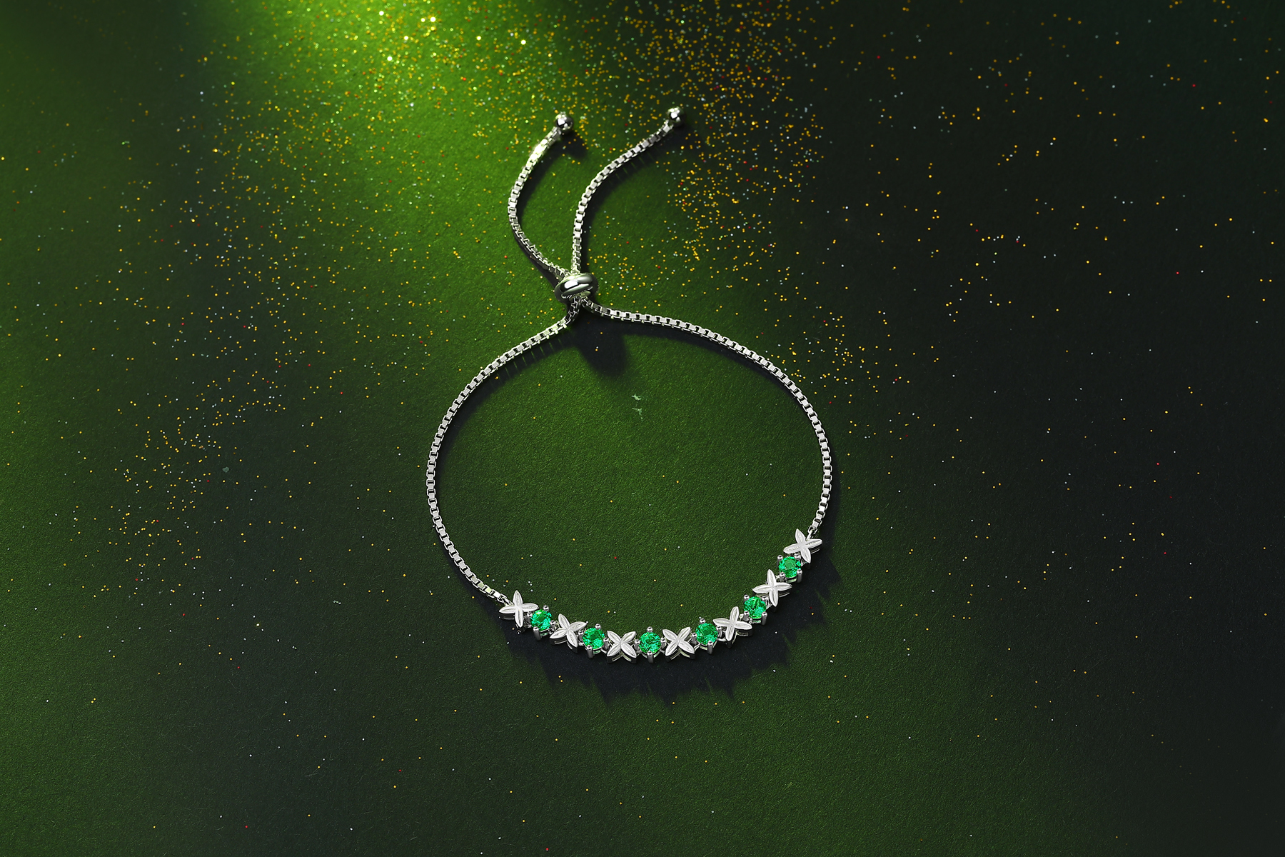 Emeralds and Silver Southwest Style Bracelet