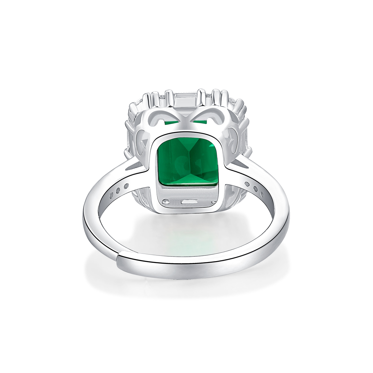 Emerald-Cut Aquamarine Silver Ring