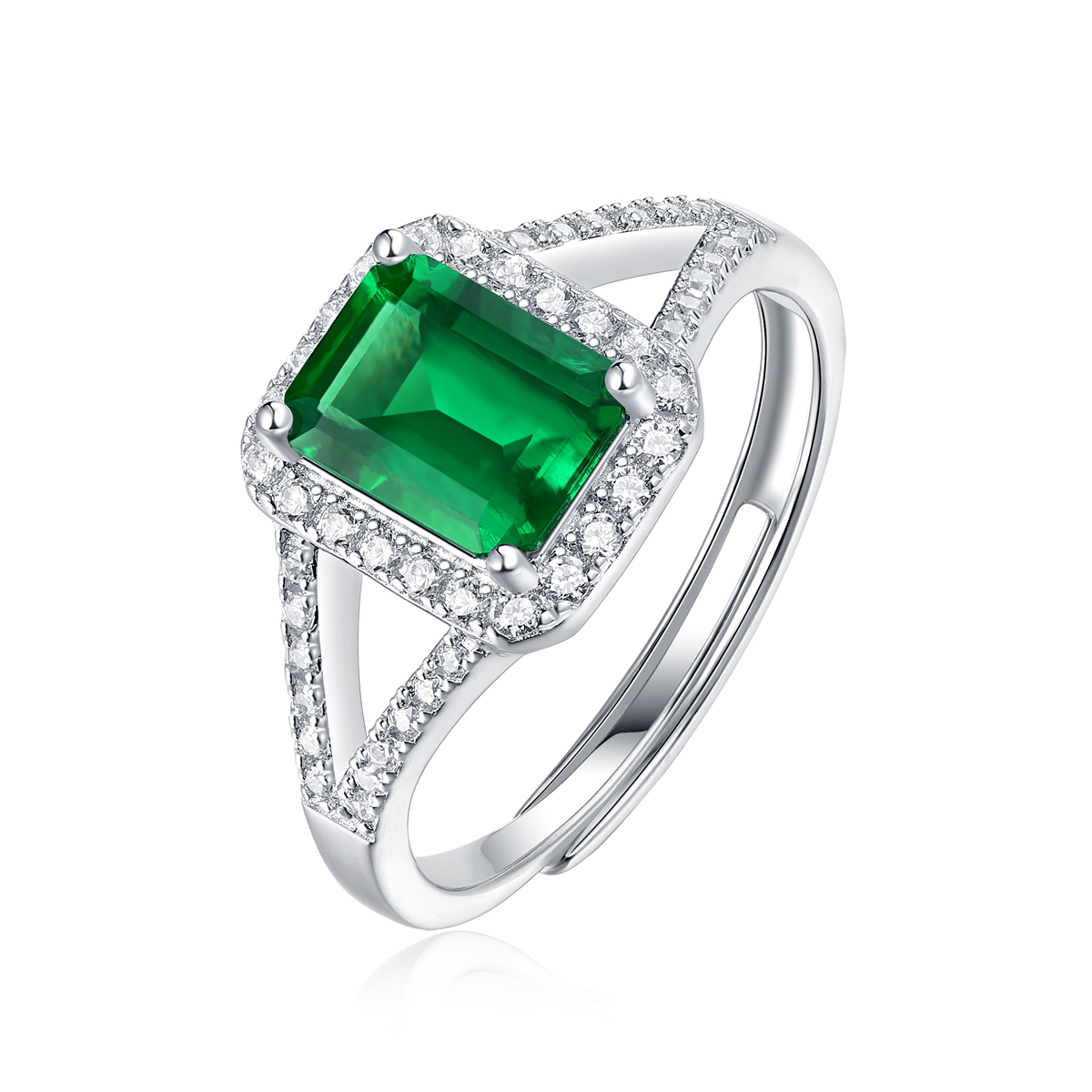 Emerald-Cut Aquamarine Silver Ring