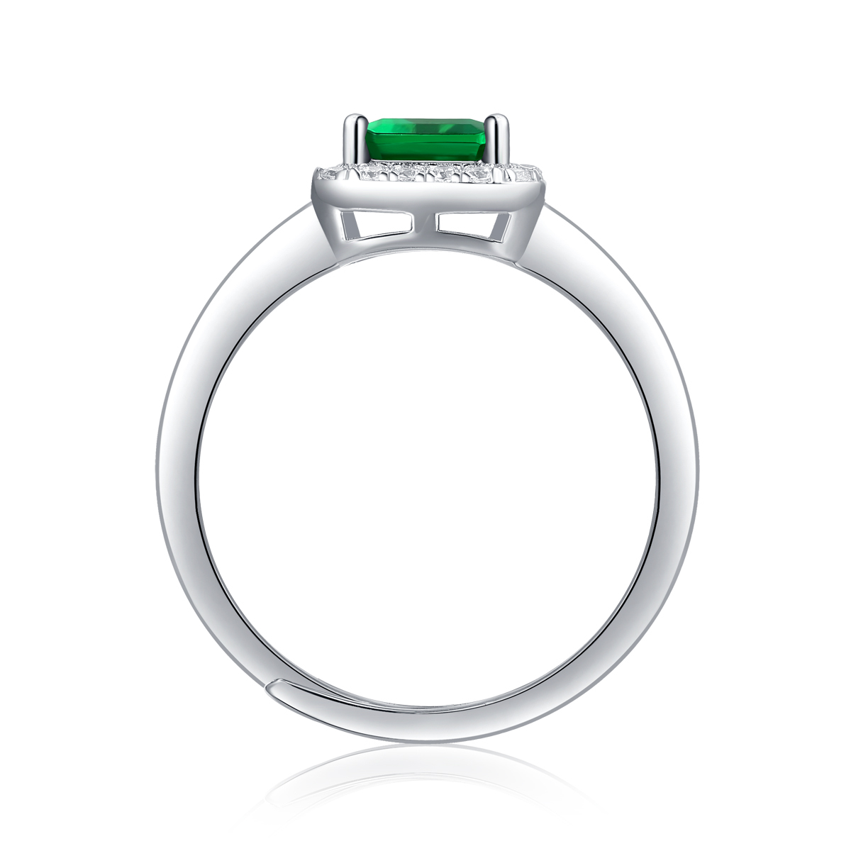 Emerald-Cut Aquamarine Silver Ring