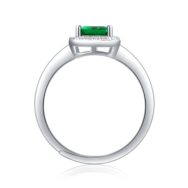 Emerald-Cut Aquamarine Silver Ring