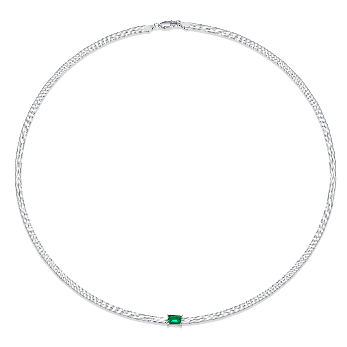 Emerald-Cut Aquamarine Silver Necklaces