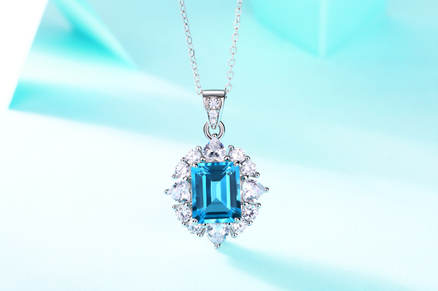 Sapphire and Silver Bar Necklace