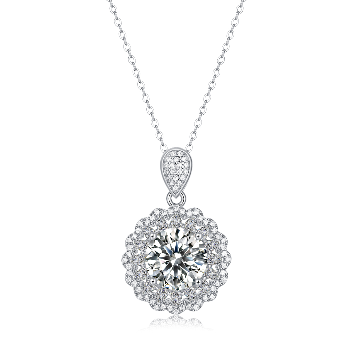 Moissanite Flower Cluster Pendant
