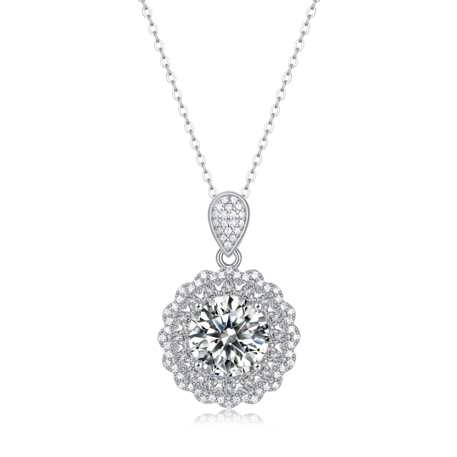Moissanite Flower Cluster Pendant