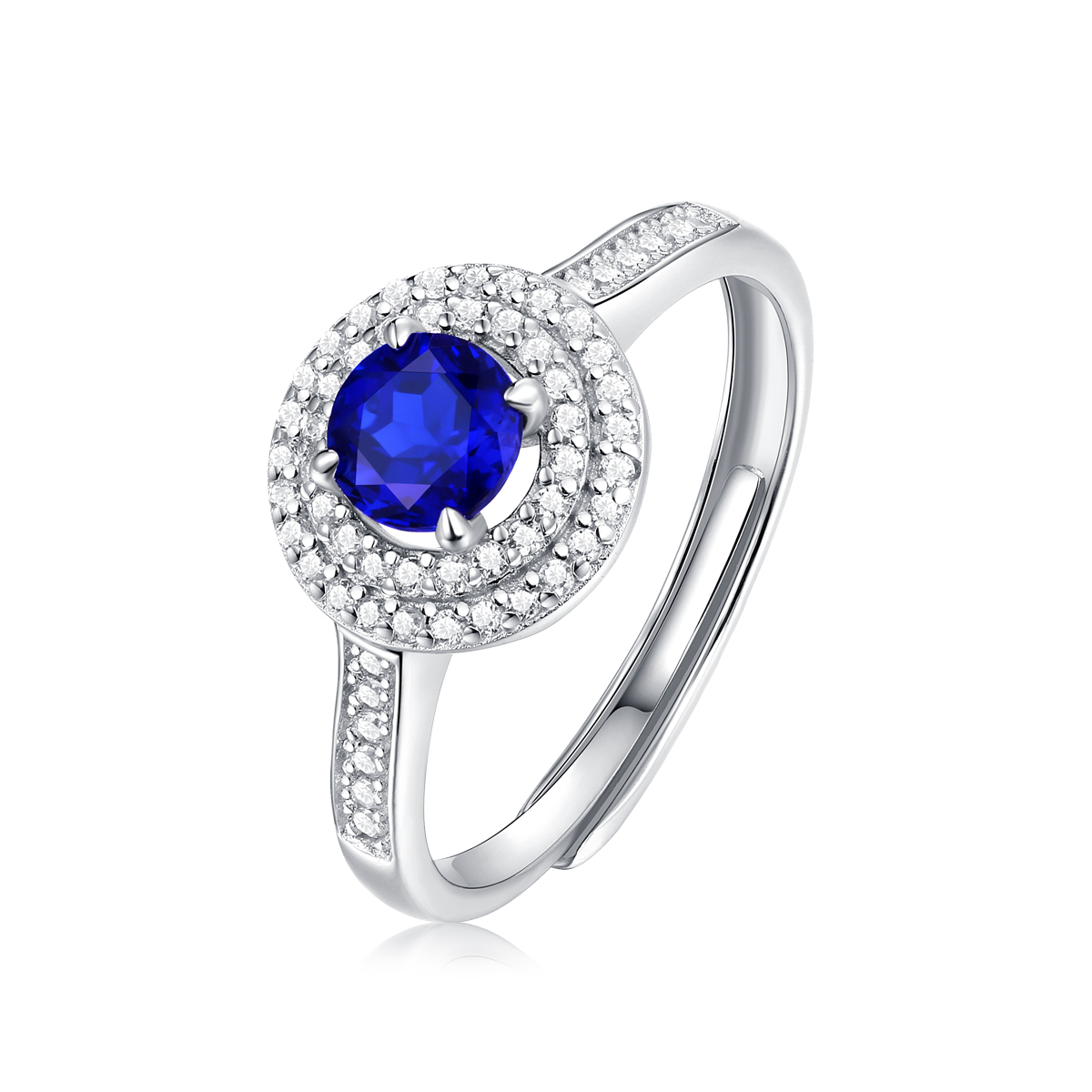 Sapphire and Silver Art Deco Ring