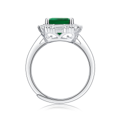 Emerald-Cut Aquamarine Silver Ring