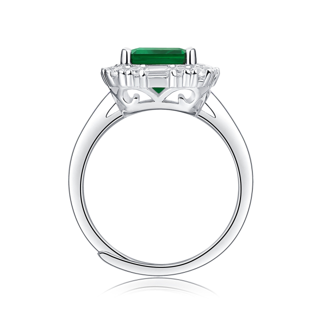 Emerald-Cut Aquamarine Silver Ring