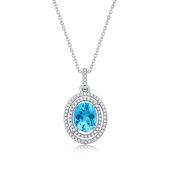 Blue Topaz Sterling Silver Station Necklace