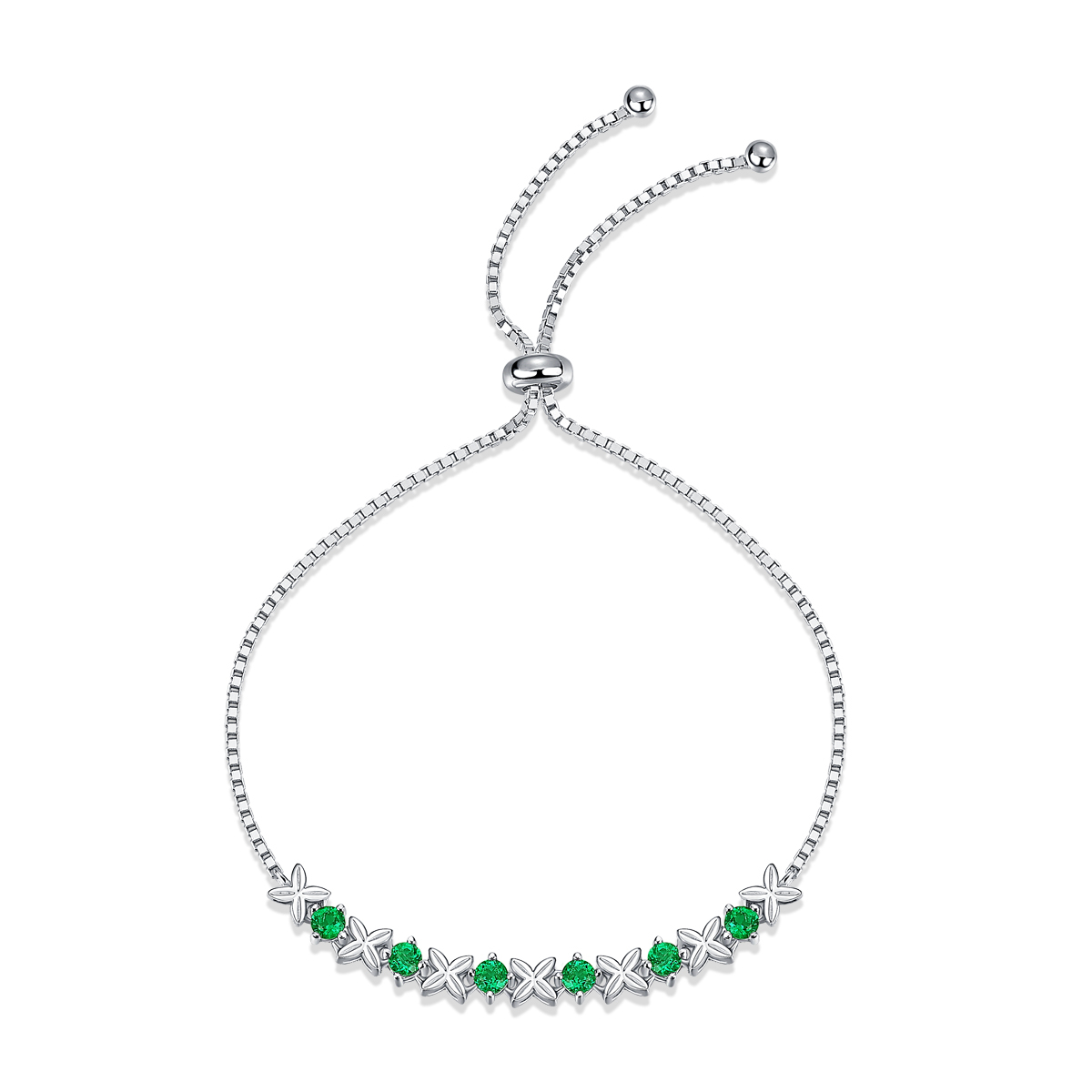 Emeralds and Silver Southwest Style Bracelet