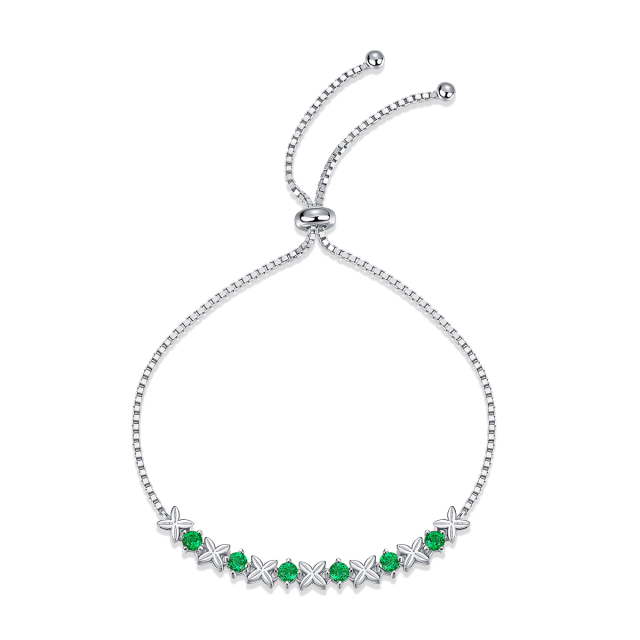 Emeralds and Silver Southwest Style Bracelet