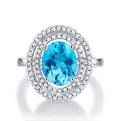 Sapphire and Silver Art Deco Ring