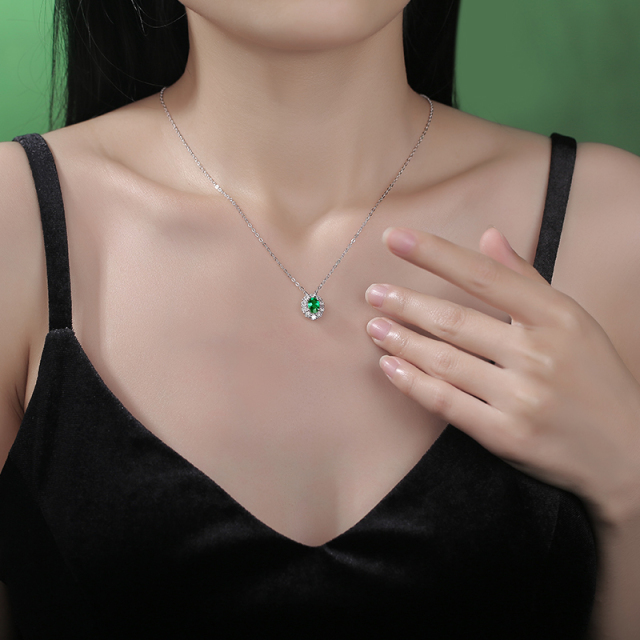 Emerald-Cut Aquamarine Silver Pendant