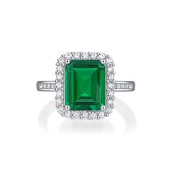 Emerald-Cut Aquamarine Silver Ring