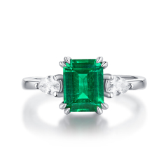 Emerald-Cut Aquamarine Solitaire Silver Ring