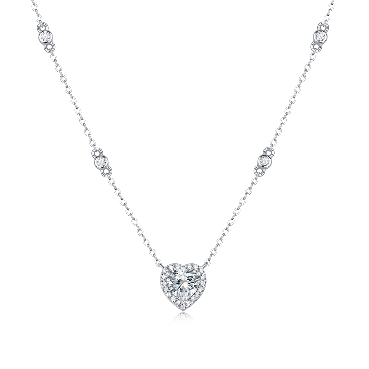Moissanite Heart-Shaped Pendant Necklace