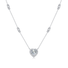 Moissanite Heart-Shaped Pendant Necklace
