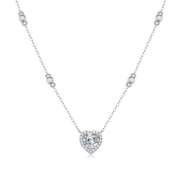 Moissanite Heart-Shaped Pendant Necklace