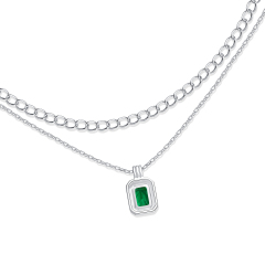 Emerald-Cut Aquamarine Silver Pendant