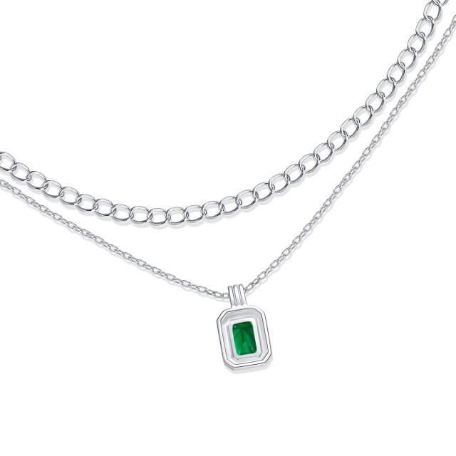 Emerald-Cut Aquamarine Silver Pendant
