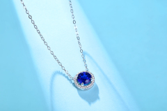 Sapphire and Silver Bar Necklace