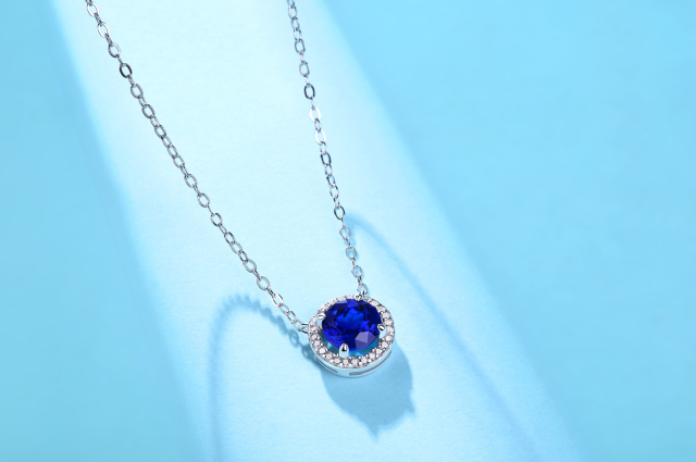 Sapphire and Silver Bar Necklace