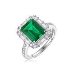 Emerald-Cut Aquamarine Silver Ring