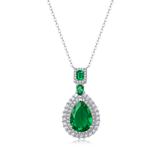 Emerald-Cut Aquamarine Silver Necklaces