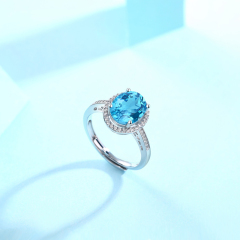 Blue Topaz Sterling Silver Cocktail Ring
