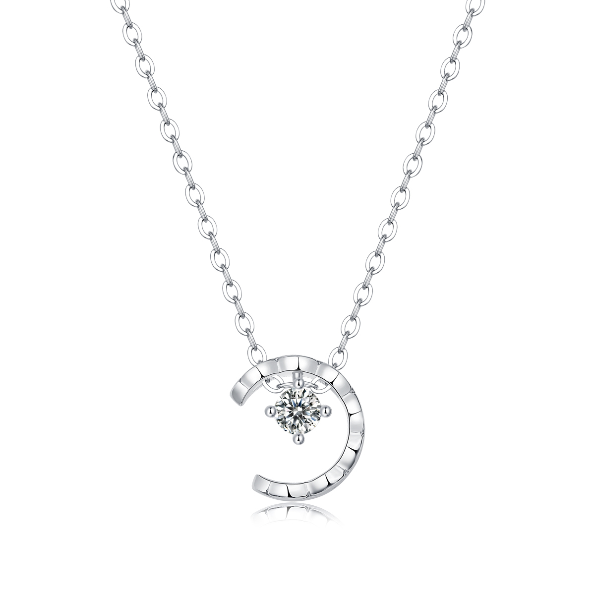 Moissanite Crescent Moon Necklace