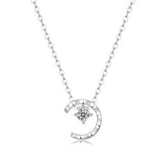 Moissanite Crescent Moon Necklace