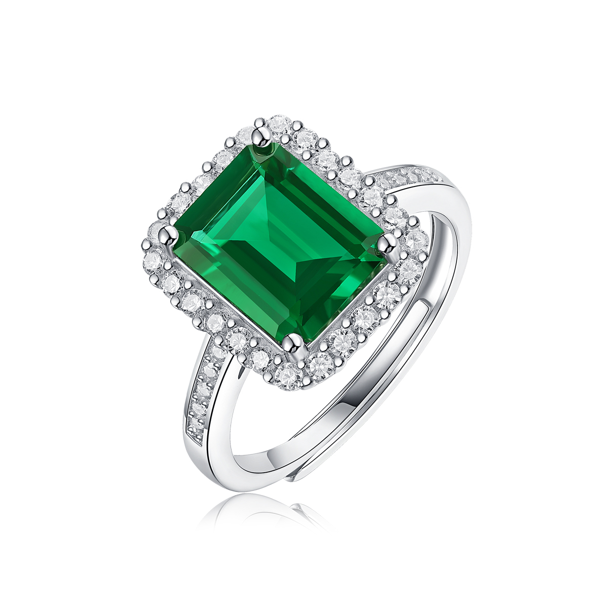 Emerald-Cut Aquamarine Silver Ring
