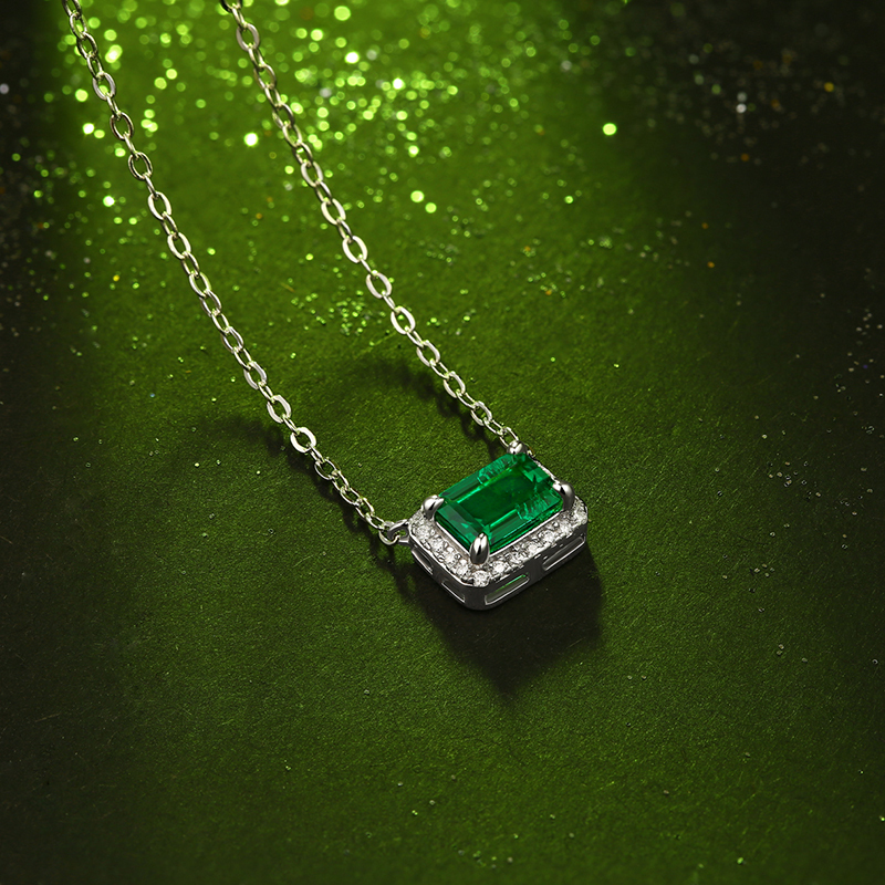 Emerald-Cut Aquamarine Silver Pendant