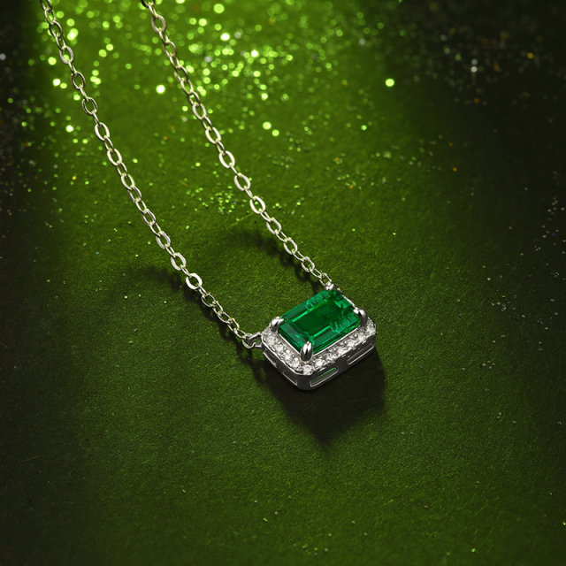 Emerald-Cut Aquamarine Silver Pendant