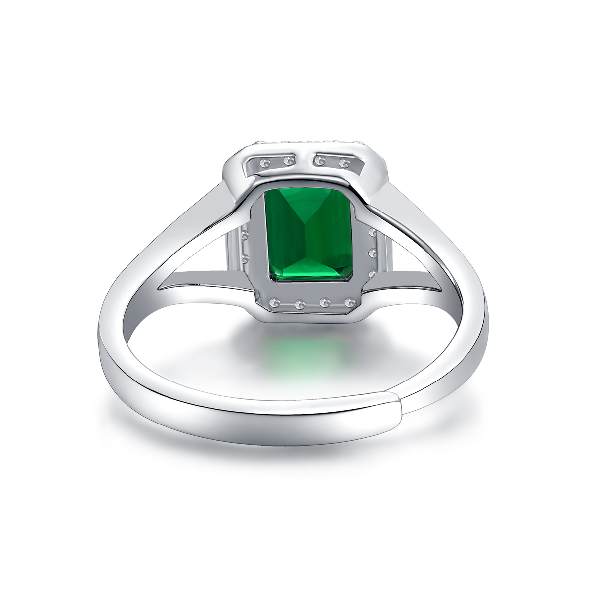Emerald-Cut Aquamarine Silver Ring