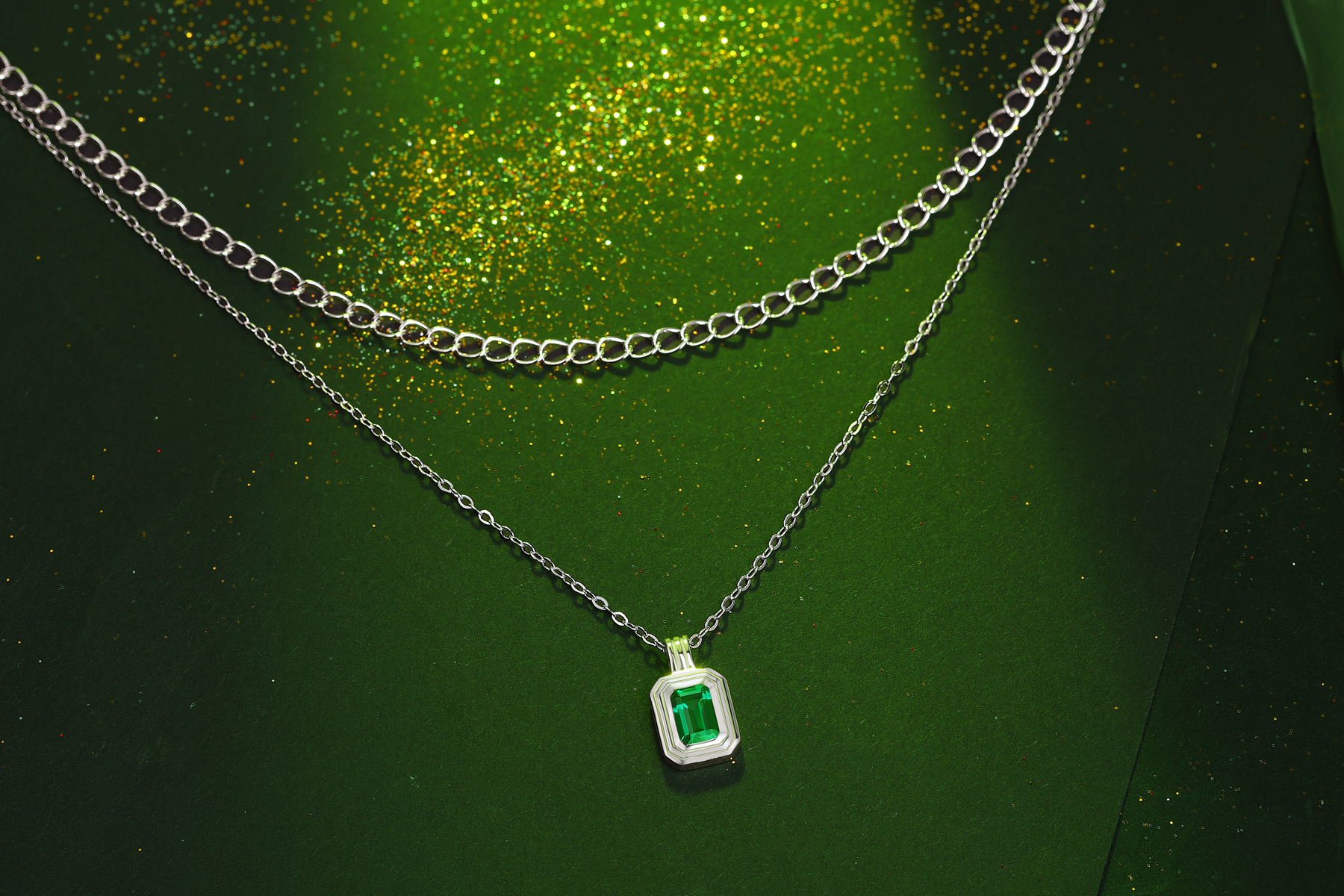 Emerald-Cut Aquamarine Silver Pendant