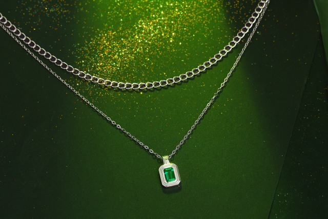 Emerald-Cut Aquamarine Silver Pendant