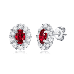 Sterling Silver Ruby Gemstone Stud Earrings