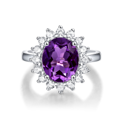 Sterling Silver Amethyst Solitaire Ring
