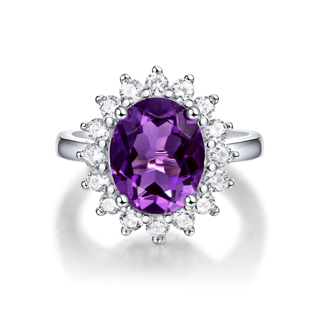 Sterling Silver Amethyst Solitaire Ring