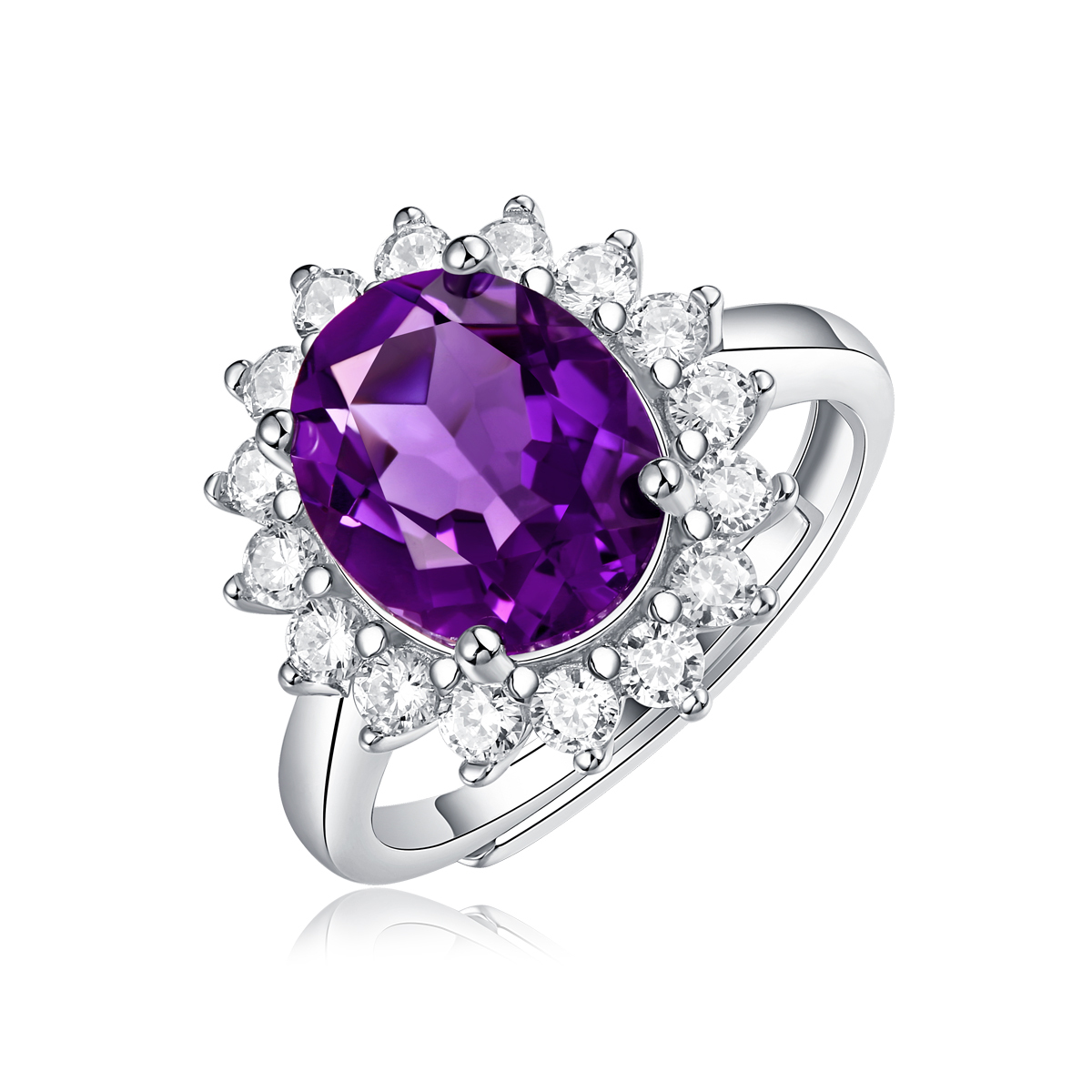 Sterling Silver Amethyst Solitaire Ring