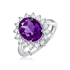 Sterling Silver Amethyst Solitaire Ring