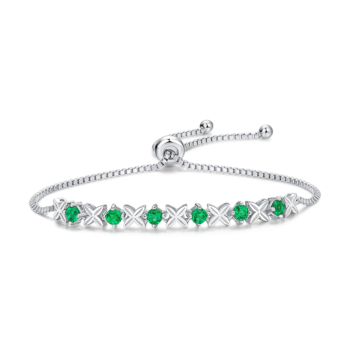 Emeralds and Silver Southwest Style Bracelet