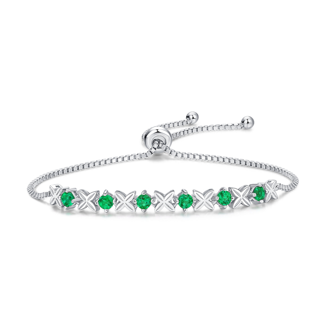 Emeralds and Silver Southwest Style Bracelet
