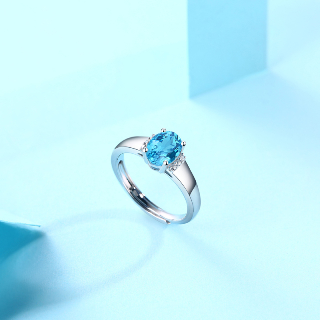 Blue Topaz Sterling Silver Cocktail Ring