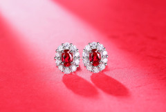 Sterling Silver Ruby Gemstone Stud Earrings