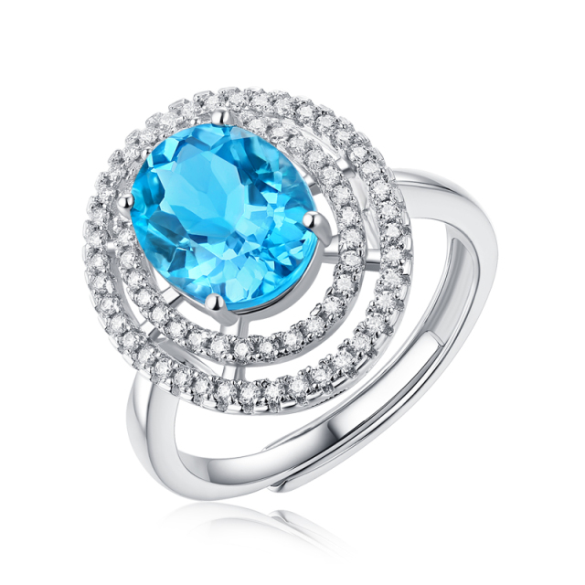 Sapphire and Silver Art Deco Ring